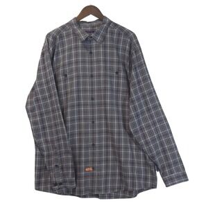 Patagonia Mens XXL Grey Blue Plaid Organic Cotton Long Sleeve Button Down Shirt